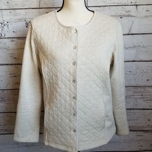 Cream Quilt Pattern Sweater | M